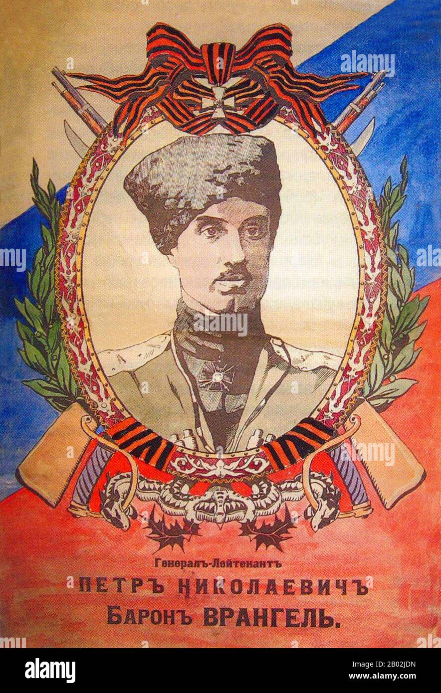 Barone Pyotr Nikolayevich Wrangel O Vrangel (Russo: Барон Пётр Никола́евич Вра́нгель, Barone Pyotr Nikolayevich Vrangel; Tedesco: Freiherr Peter Von Wrangel; 27 agosto 1878 – 25 aprile 1928) fu un ufficiale dell'esercito imperiale russo e in seguito comandante generale dell'esercito bianco anti-bolscevico nella Russia meridionale nelle fasi successive della guerra civile russa. Foto Stock