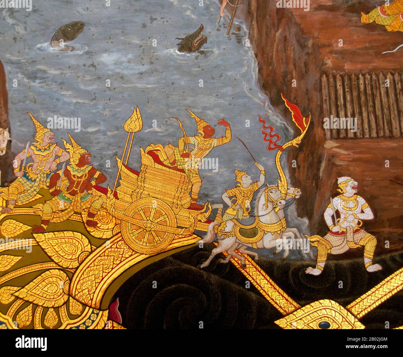 Il Ramayana è una storia vecchia quanto il tempo e - almeno nel subcontinente indiano e attraverso gran parte del sud-est asiatico - di popolarità senza pari. Più di duemila trecento anni fa lo studioso-poeta Valmiki si sedette a scrivere la sua epica definitiva di amore e di guerra. Il poema Valmiki composto è stato progettato il Ramayana, o 'Romance of Rama' in Sanscrito. Nella sua forma attuale, la versione sanscrita consiste di circa 24.000 coppie divise in sette libri. Il Ramakien è la versione tailandese di questo epico e ha un'influenza importante sulla letteratura, l'arte e il dramma tailandese. E' considerata la Nationa Foto Stock