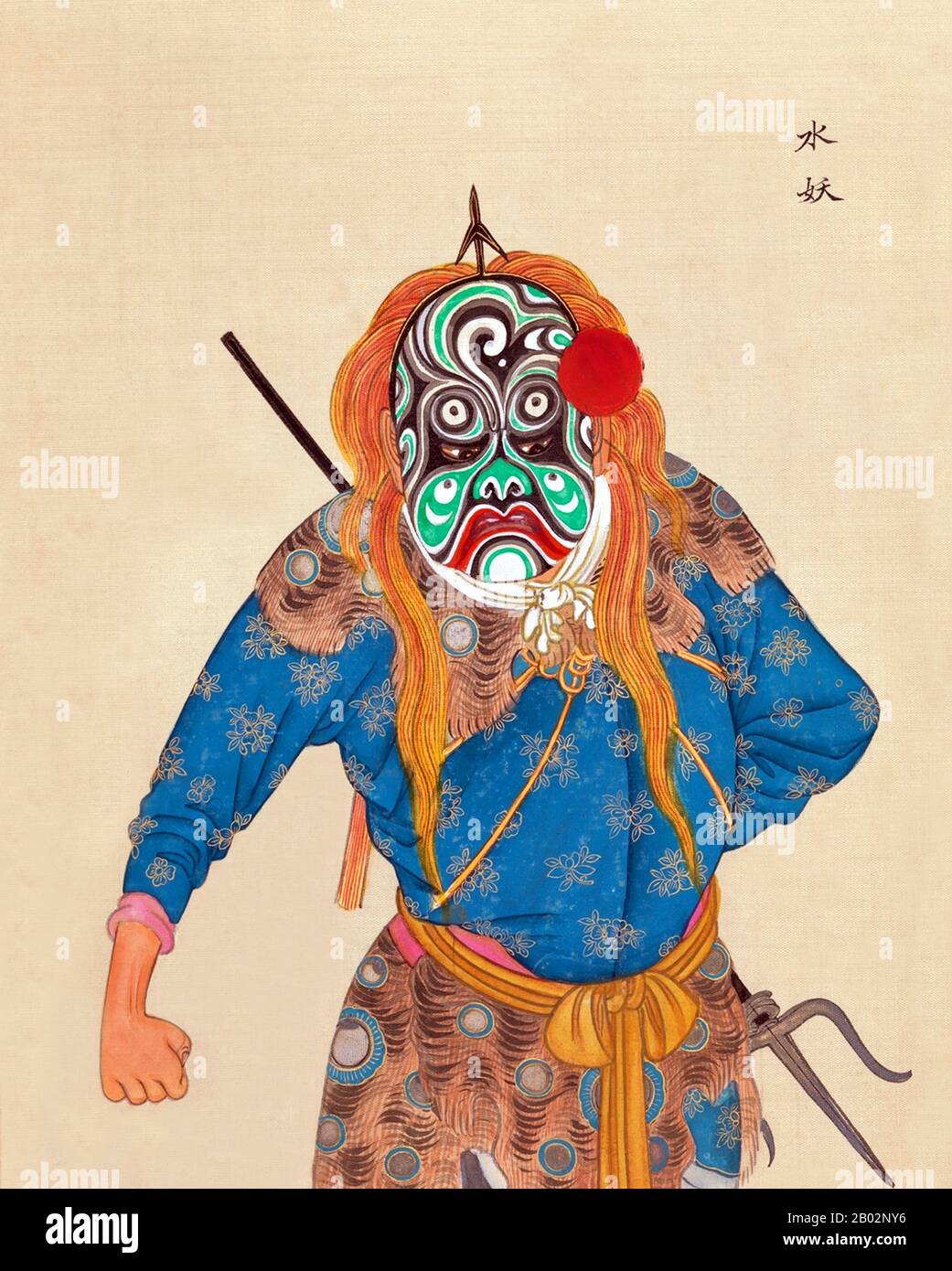 L'opera di Pechino o l'opera di Pechino (京剧; cinese tradizionale: 京劇; pinyin: Jīngjù) è una forma di teatro cinese tradizionale che combina musica, performance vocale, mimo, danza e acrobazie. Sorse alla fine del 18th secolo e divenne completamente sviluppato e riconosciuto dalla metà del 19th secolo. La forma era estremamente popolare nella corte della dinastia di Qing ed è venuto per essere considerato come uno dei tesori culturali della Cina. I principali troupe di performance si trovano a Pechino e Tianjin a nord, e Shanghai a sud. La forma d'arte è conservata anche a Taiwan, dove è conosciuta come Guoju (國劇; pinyin: Foto Stock