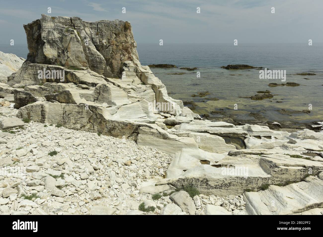 Alyki antica cava di marmo, Thassos, Grecia Foto Stock