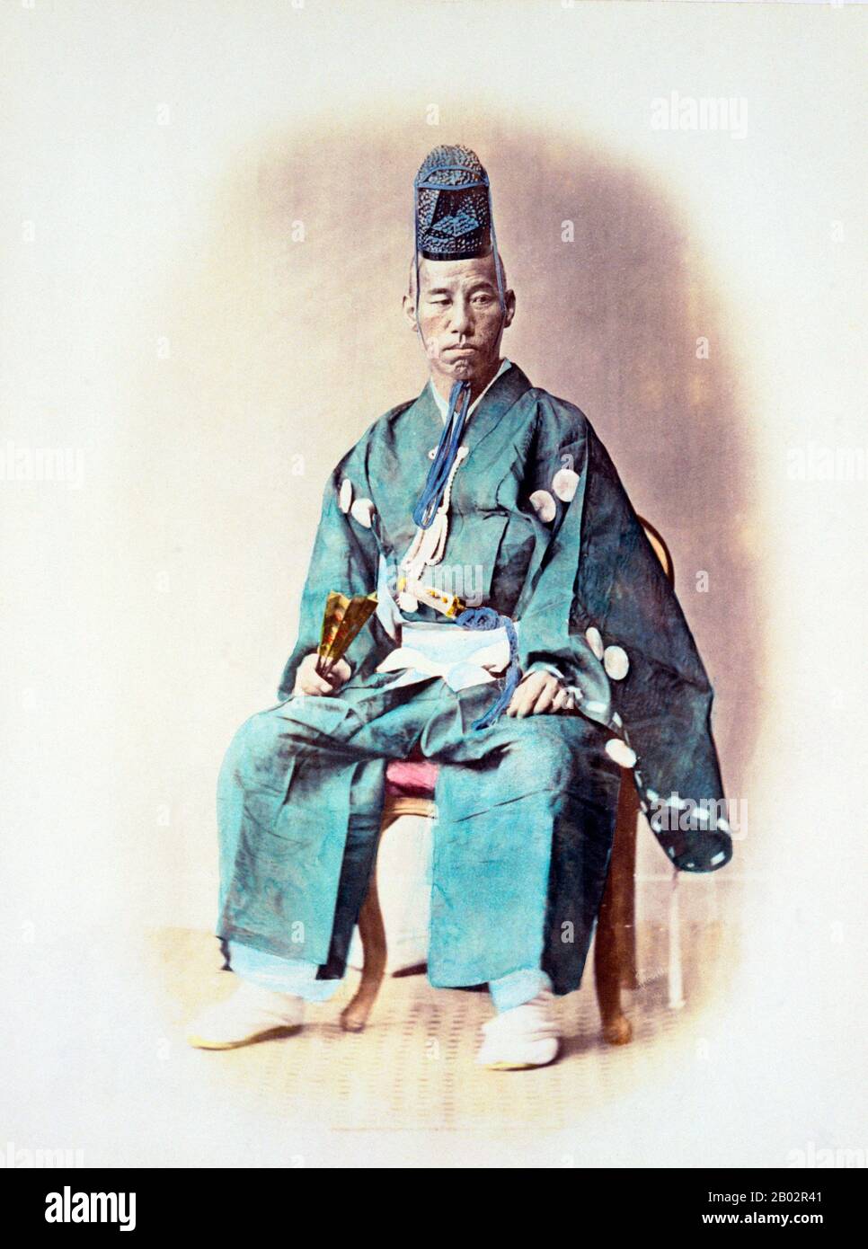 Tokugawa Yoshinobu, conosciuto anche come 'Keiki', è stato il 15th e l'ultimo shogun del Tokugawa shogunate del Giappone. Faceva parte di un movimento che mirava a riformare lo shogunato che invecchia, ma alla fine fallì. Dopo la sua firma alla fine del 1867, andò in pensione, e in gran parte evitò l'occhio pubblico per il resto della sua vita. Foto Stock