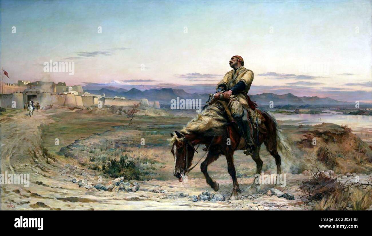 William Brydon CB (Londra, 10 ottobre 1811 – Parigi, 20 marzo 1873) è stato un . Famoso per essere stato l'unico membro di un esercito di 4.500 uomini per raggiungere la sicurezza a Jalalabad alla fine del lungo ritiro da Kabul. L'esercito britannico iniziò il suo ritiro da Kabul nel gennaio 1842, a seguito dell'uccisione dei due rappresentanti britannici. La guarnigione britannica più vicina era a Jalalabad, a 140 km di distanza, e l'esercito avrebbe bisogno di passare attraverso i passi di montagna con la neve di gennaio che li ostacolava. Sotto Foto Stock