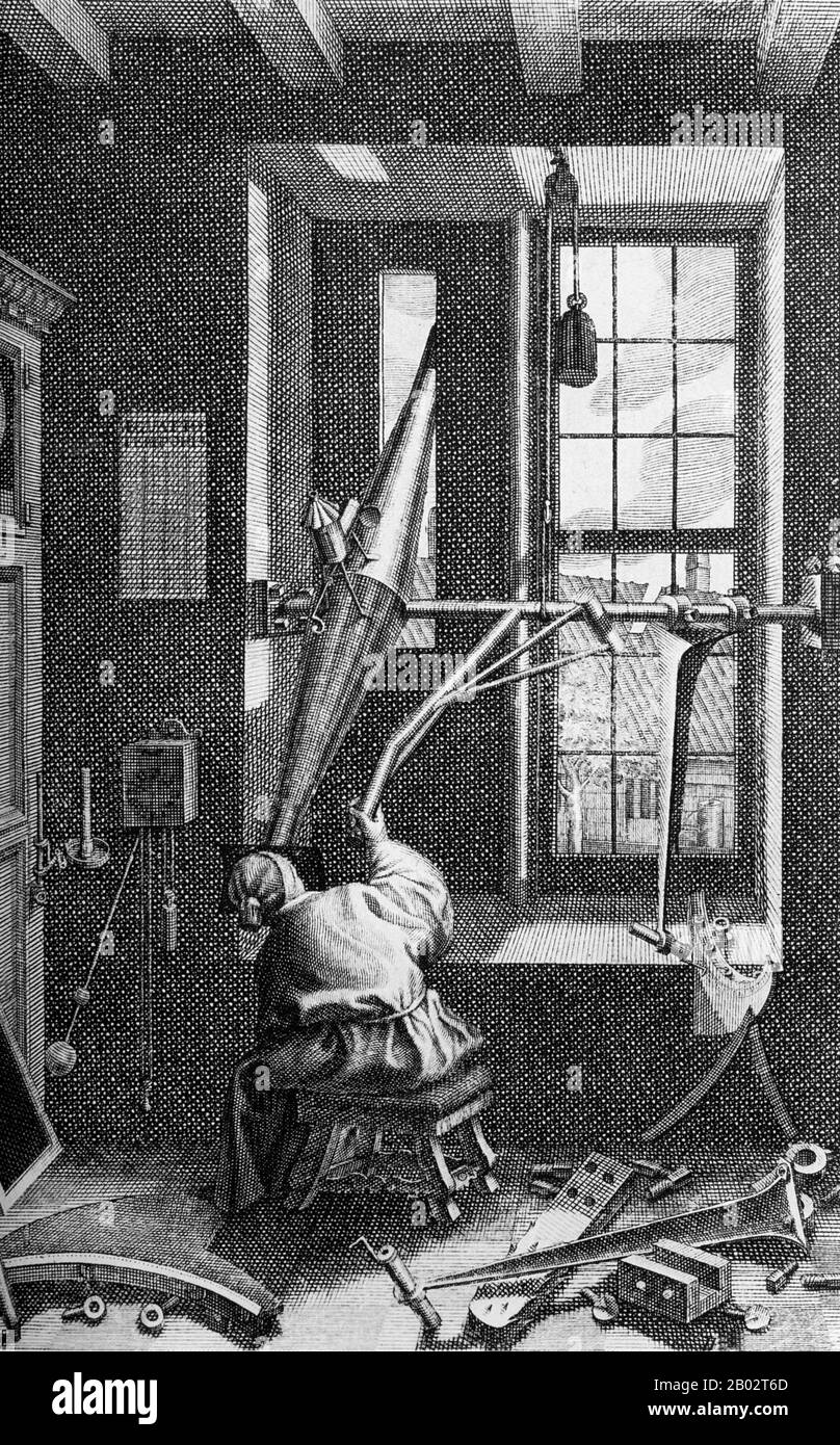 OLE Christensen Rømer (25 settembre 1644 – 19 settembre 1710) è stato un astronomo danese che nel 1676 ha effettuato le prime misurazioni quantitative della velocità della luce. Foto Stock