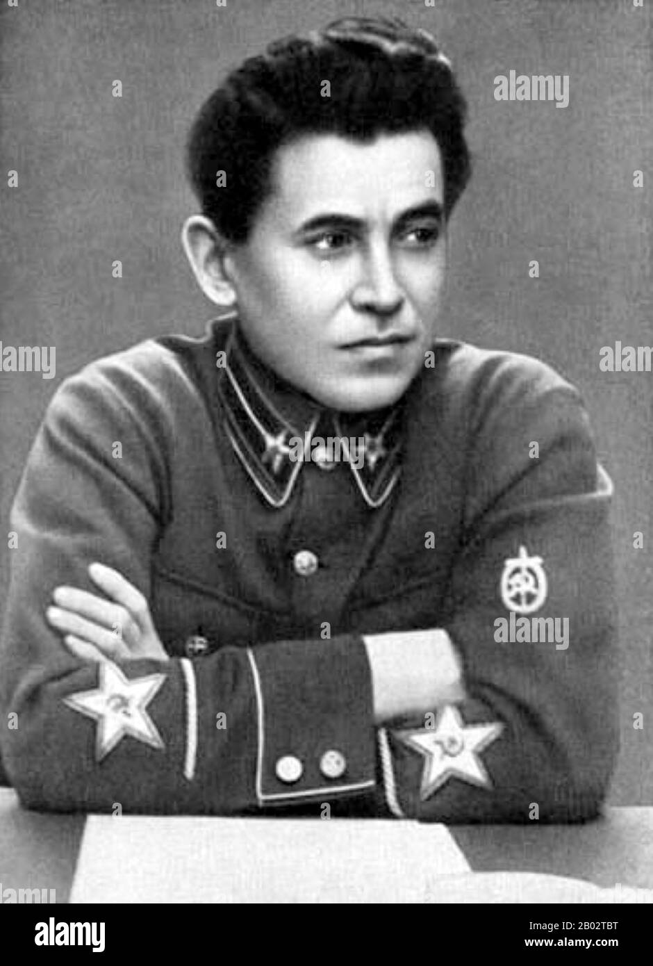 Il tempo di Nikolai Yezhov in carica è a volte conosciuto come la 'Yezhovshchina' ('l'era di Yezhov'), un termine coniato durante la campagna di de-stalinizzazione della 1950s. Dopo aver presieduto gli arresti di massa e le esecuzioni durante il Grande spurgo, Yezhov divenne una vittima di esso stesso. Fu arrestato, confessato sotto tortura ad una serie di attività anti-sovietiche, e fu giustiziato nel 1940. All'inizio della seconda guerra mondiale, il suo status all'interno dell'Unione Sovietica divenne quello di un non-persona politica. Tra gli storici dell'arte, ha il soprannome di 'The Vanishing Commissar' perché dopo la sua esecuzione, la sua somiglianza era reto Foto Stock