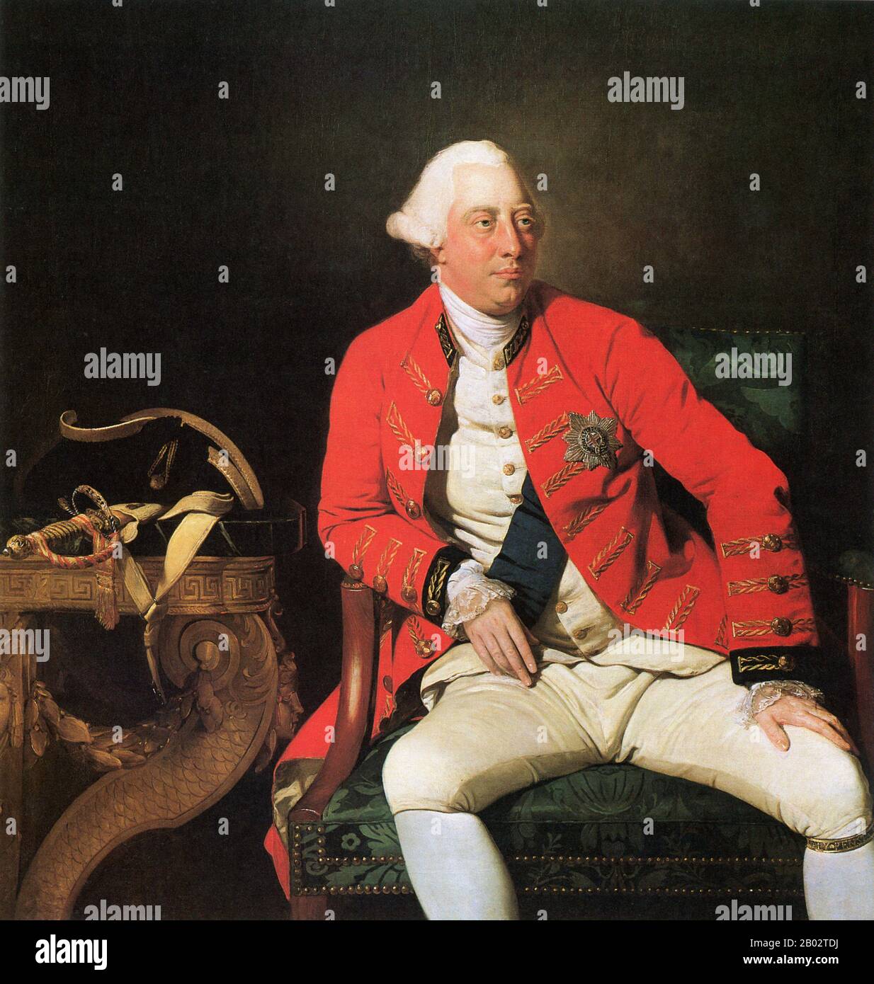 George III (George William Frederick) nacque il 4th giugno 1738 e morì all'età di 79 anni il 29th gennaio 1820. Fu re di Gran Bretagna e Irlanda dal 25th ottobre 1760 fino all'Unione dei due paesi il 1st gennaio 1801, dopo di che fu re del Regno Unito di Gran Bretagna e Irlanda fino alla sua morte. Foto Stock