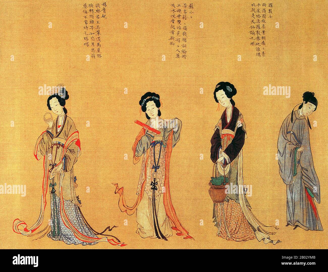 Qiu Ying (Wade–Giles: CH'iu Ying) è stato un . Qiu Ying è nato da una famiglia contadina a Taicang (provincia di Jiangsu) e ha studiato pittura sotto Zhou Chen a Suzhou. Anche se la Wu School di Suzhou ha incoraggiato la pittura nei lavaggi dell'inchiostro, Qiu Ying inoltre ha dipinto nello stile verde-e-blu. Dipinse con il sostegno di ricchi patroni, creando immagini di fiori, giardini, soggetti religiosi, e paesaggi nelle mode della dinastia Ming. Incorporò diverse tecniche nei suoi dipinti, e acquisì alcuni ricchi patroni. Il suo talento e ve Foto Stock Qiu Ying (Wade–Giles: CH'iu Ying) è stato un . Qiu Ying è nato da una famiglia contadina a Taicang (provincia di Jiangsu) e ha studiato pittura sotto Zhou Chen a Suzhou. Anche se la Wu School di Suzhou ha incoraggiato la pittura nei lavaggi dell'inchiostro, Qiu Ying inoltre ha dipinto nello stile verde-e-blu. Dipinse con il sostegno di ricchi patroni, creando immagini di fiori, giardini, soggetti religiosi, e paesaggi nelle mode della dinastia Ming. Incorporò diverse tecniche nei suoi dipinti, e acquisì alcuni ricchi patroni. Il suo talento e ve Foto Stock