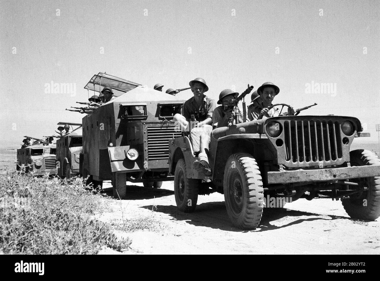 La guerra arabo-israeliana del 1948 o la Prima guerra arabo-israeliana fu combattuta tra lo Stato di Israele e una coalizione militare di stati arabi. In ebraico è conosciuta come "la guerra d'indipendenza" o "la guerra di liberazione". Questa guerra formò la seconda fase della guerra della Palestina del 1948, conosciuta in arabo come "la Nakba" o "Catastrofe". Foto Stock