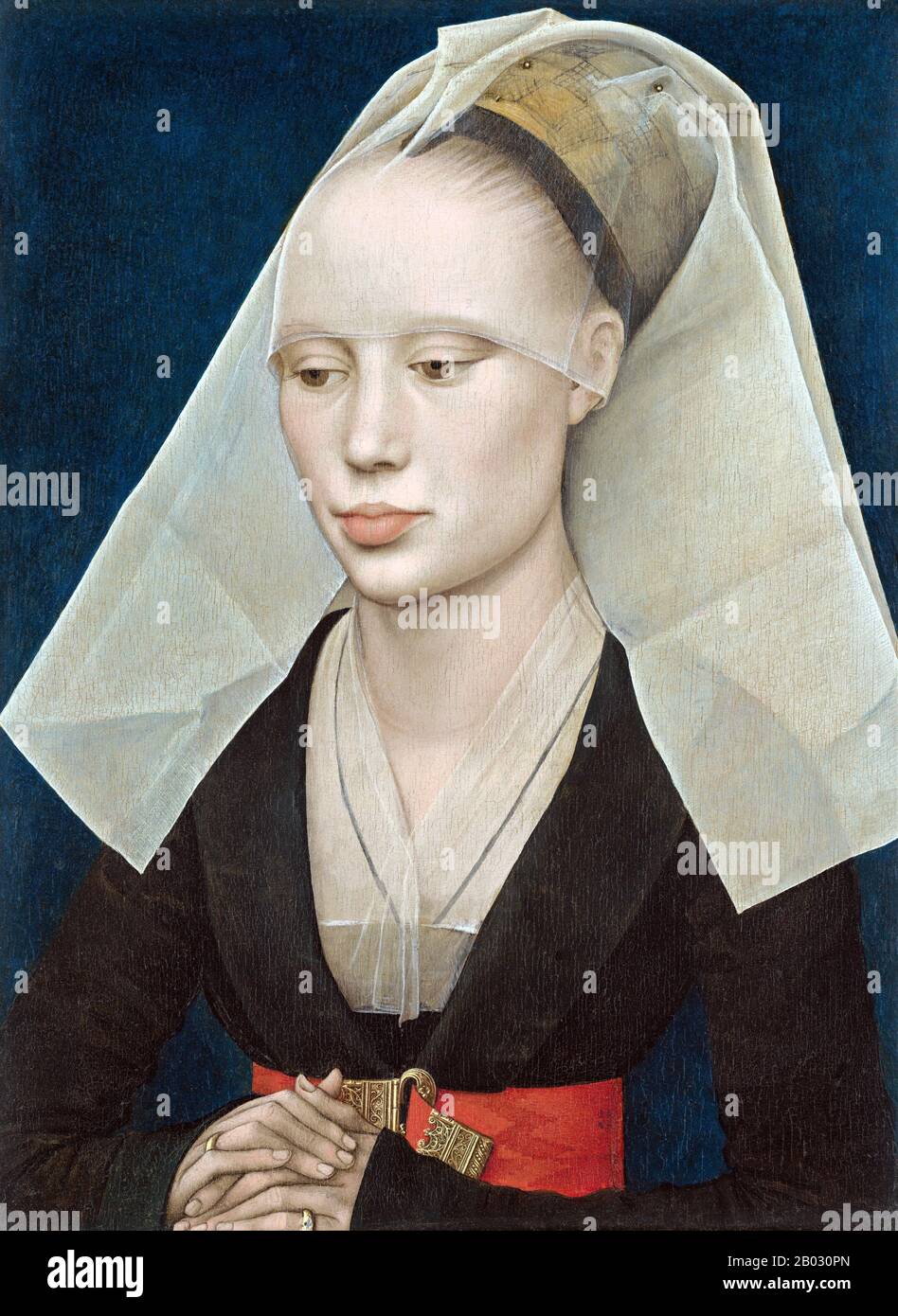 Rogier van der Weyden (1399 o 1400 – 18 giugno 1464) è stato un . Le sue opere superstite sono costituite principalmente da trittici religiosi, pale d'altare e ritratti singoli e diptych commissionati. Anche se la sua vita era generalmente uneventful, era altamente riuscito e internazionalmente famoso nella sua vita. I suoi dipinti furono esportati – o portati – in Italia e Spagna, e ricevette commissioni da, tra gli altri, Filippo Il Buono, la nobiltà olandese e vari principi stranieri. Nell'ultima metà del 15th secolo, aveva eclissato Jan van Eyck in popolarità. Tuttavia la sua fa Foto Stock