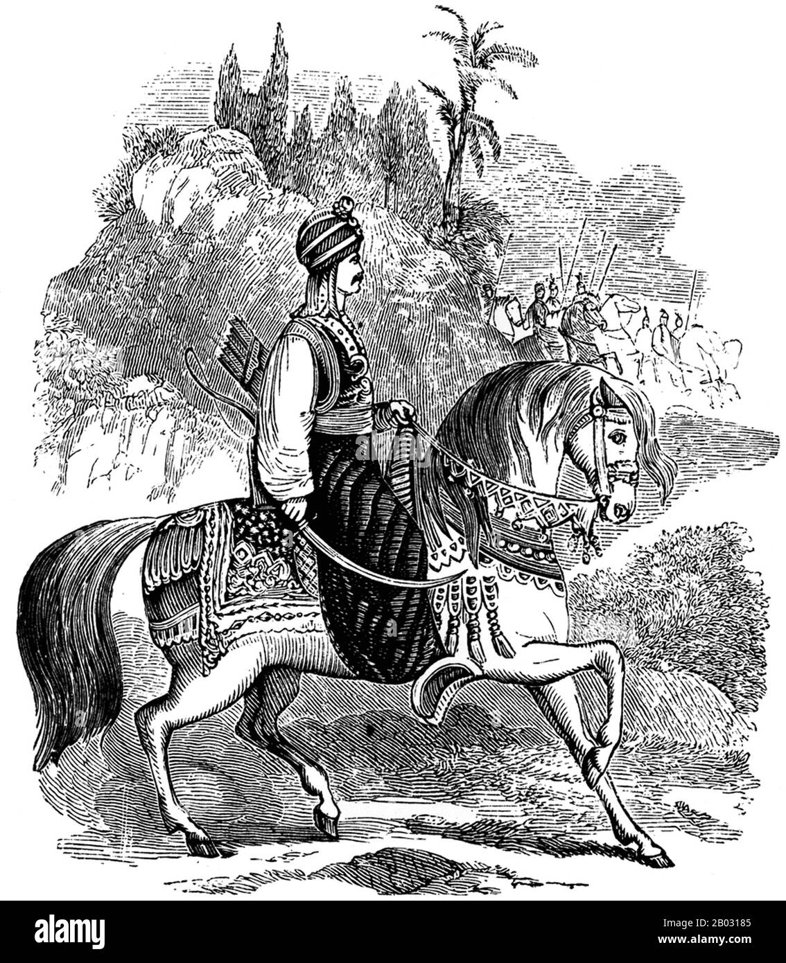 Salāḥ ad-Dīn Yusuf ibn Ayyub (c.1138 – 4 marzo 1193), meglio conosciuto nel mondo occidentale come Saladino, è stato un musulmano curdo, che è diventato il primo sultano Ayyubid di Egitto e Siria. Guidò l'opposizione islamica ai Franchi e ad altri Crociati europei nel Levante. Al culmine del suo potere, regnò su Egitto, Siria, Mesopotamia, Hejaz e Yemen. Guidò i musulmani contro i Crociati e alla fine riconquistò la Palestina dal Regno dei Crociati di Gerusalemme dopo la sua vittoria nella battaglia di Hattin il 4 luglio 1187. Foto Stock