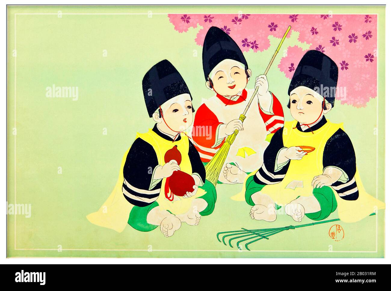 Hikifuda sono pubblicità handbiles che è diventato popolare alla fine di 19th agli inizi del 20th secolo Giappone. Mostrando la crescente sofisticazione del commercio giapponese, le bollette sono state prodotte per pubblicizzare un'azienda o promuovere un prodotto, e a volte sono stati anche utilizzati come carta da imballaggio. Mentre hikifuda cominciò ad essere prodotto come stampe di legno alla fine del 17th secolo, essi assistevano ad un boom nel 19th secolo successivo, quando furono stampati a basso costo usando litografia a colori. Foto Stock