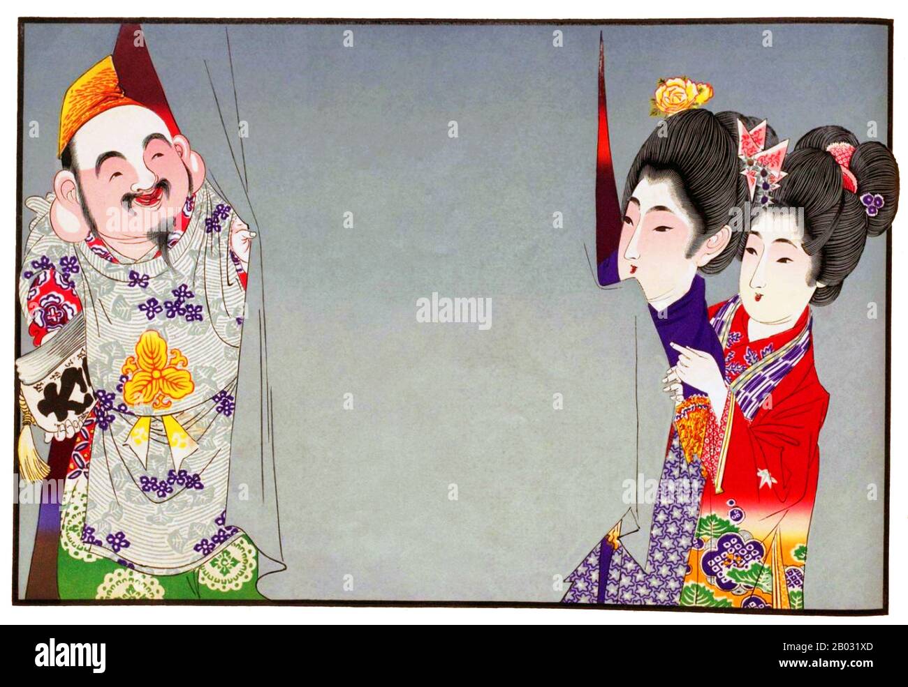 Hikifuda sono pubblicità handbiles che è diventato popolare alla fine di 19th agli inizi del 20th secolo Giappone. Mostrando la crescente sofisticazione del commercio giapponese, le bollette sono state prodotte per pubblicizzare un'azienda o promuovere un prodotto, e a volte sono stati anche utilizzati come carta da imballaggio. Whilehikifuda cominciò ad essere prodotto come stampe di legno alla fine del 17th secolo, essi assistevano ad un boom nel 19th secolo successivo, quando furono stampati a basso costo usando litografia a colori. Foto Stock