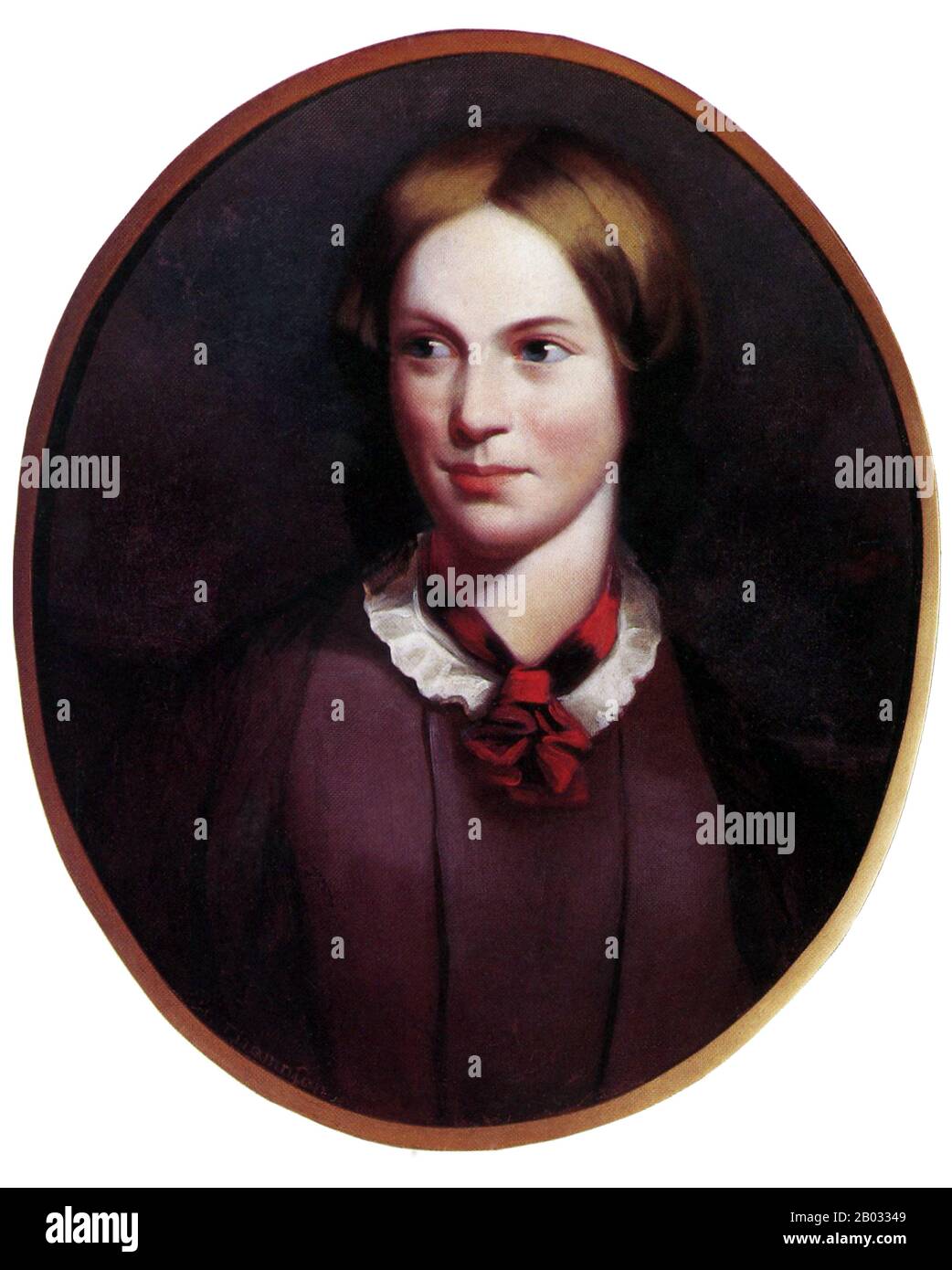 Charlotte Brontë (Brontë, 21 aprile 1816 – 31 marzo 1855) è stata una scrittrice e poeta inglese, la più grande delle tre sorelle   sopravvissute all'età adulta e i cui romanzi sono diventati classici della letteratura inglese. Ha pubblicato per la prima volta le sue opere (compreso il suo romanzo più conosciuto, Jane Eyre) sotto il nome della penna Currer Bell. Foto Stock