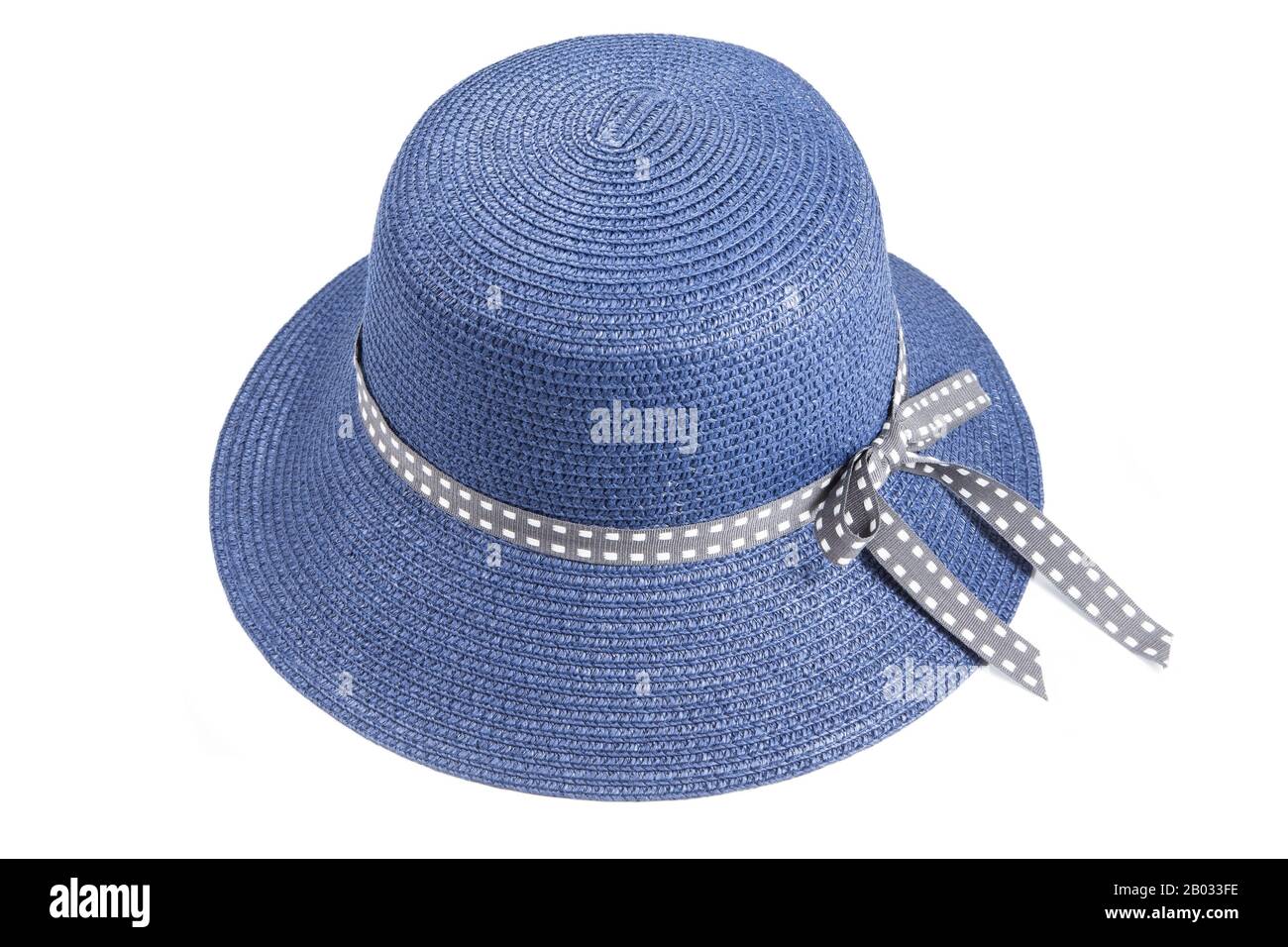 Donna blu`s cappello su sfondo bianco Foto Stock