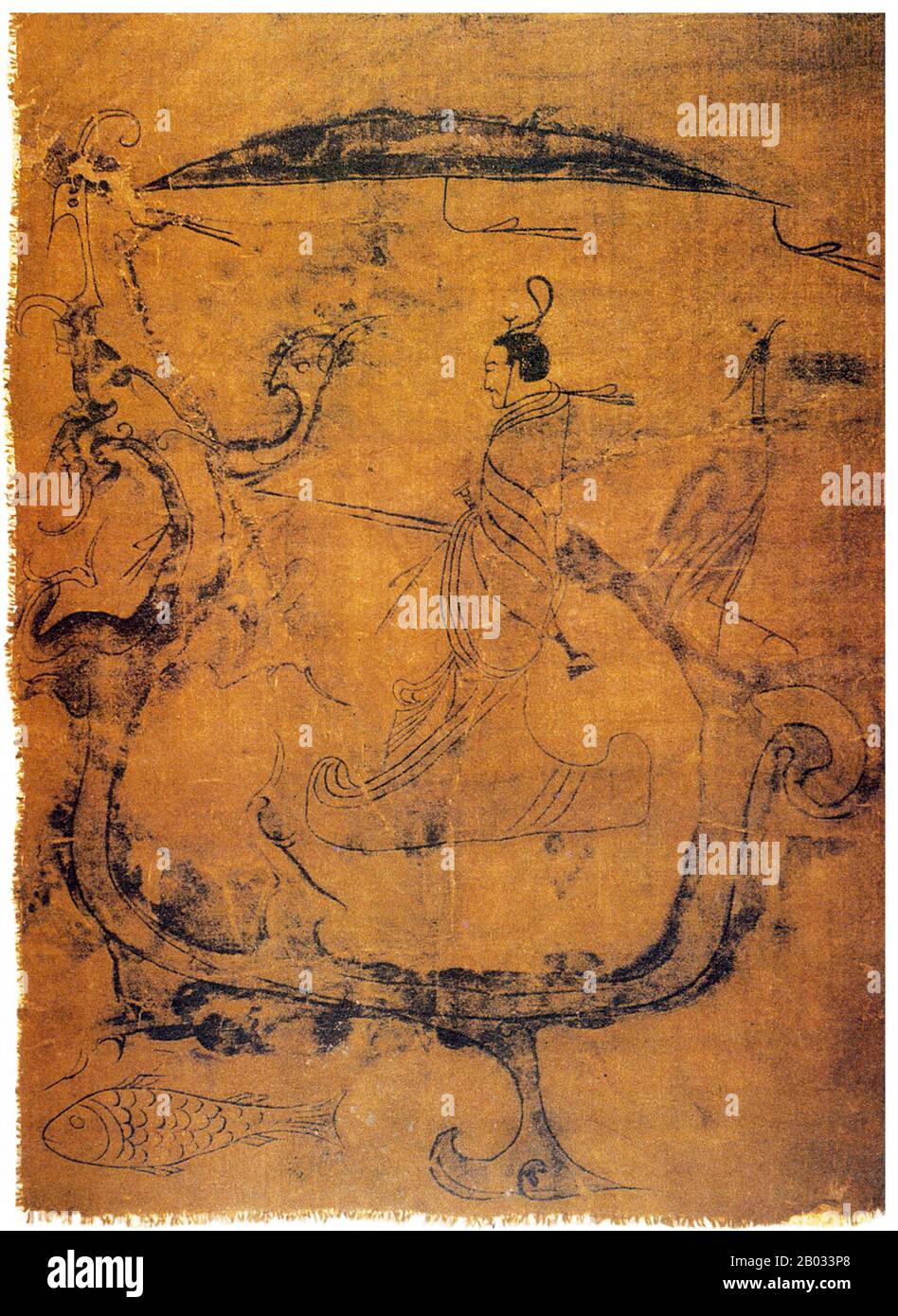 Chu era uno stato egemonico dell'era della dinastia Zhou. Dal re Wu di Chu all'inizio del 8th secolo a.C., i governanti di Chu si dichiararono re su un piano di parità con i re di Zhou. Anche se inizialmente insignificante, rimosso a sud del cuore di Zhou e praticando costumi diversi, Chu ha iniziato una serie di riforme amministrative, diventando uno stato espansionista di successo durante il Periodo di primavera e autunno. Con la sua continua espansione Chu divenne un grande Potere Degli stati Belligeranti, e la sua cultura una grande influenza sulla dinastia Han. Foto Stock