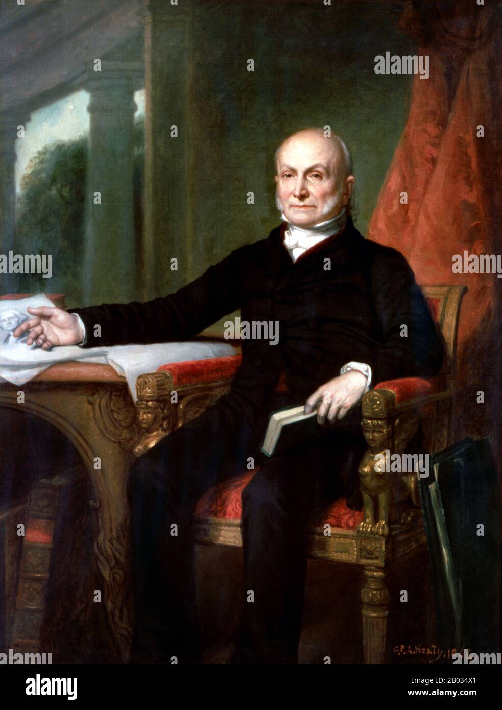 John Quincy Adams 11 luglio 1767 – 23 febbraio 1848) è stato un . Ha anche servito come diplomatico, senatore e membro della Camera dei rappresentanti. È stato membro dei partiti federalisti, Democratici-Repubblicani, Repubblicani nazionali e successivamente Anti-Masonic e Whig. Foto Stock