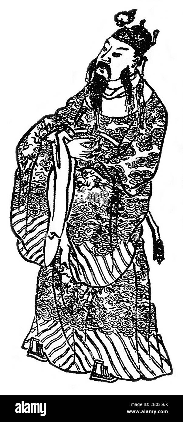 Liu Bei (161 – 21 giugno 223) è stato un Signore della guerra, generale militare e più tardi come imperatore Zhaolie, fondatore dello stato di Shu Han durante L'era Dei Tre regni della storia cinese. Nonostante abbia avuto un inizio più tardi dei suoi rivali e mancando sia le risorse materiali che lo status sociale che hanno comandato, Liu ha superato le sue molte sconfitte per scacciare il suo proprio regno, che al suo picco spanning moderno Sichuan giorno, Guizhou, Hunan, parte di Hubei e parte di Gansu. Foto Stock