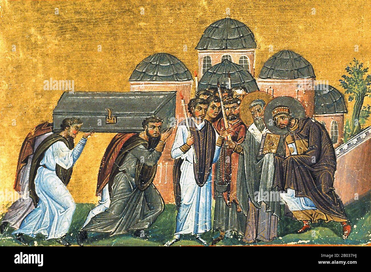 Teodosio II (401-450), conosciuto anche come Teodosio Il Giovane e Teodosio il Calligrafo, era il figlio dell'imperatore Arcadius dell'Impero Romano d'Oriente. Fu proclamato co-governante e Augusto un anno dopo la sua nascita, diventando la persona più giovane a portare sempre il titolo. Divenne imperatore dopo la morte del padre nel 408 d.C., di soli sette anni. La sua sorella maggiore Pulcheria assunse brevemente la reggenza come Augusta finché Teodosio era abbastanza vecchio in 416 CE. Teodosio era un cristiano devoto, che scatenava guerre contro i Sassanidi e altri che perseguitavano il cristianesimo. Ha anche dovuto trattare con gli Unni sotto UN Foto Stock