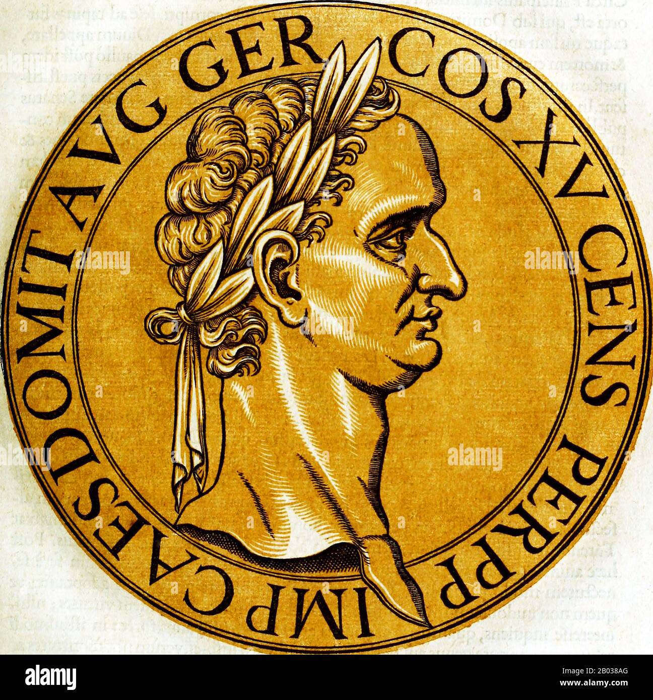 Terzo e ultimo imperatore della diansty flaviano, Domiziano (51-96) era il figlio più giovane di Vespasiano e trascorse la maggior parte dei suoi giovani all'ombra del suo fratello più compiuto Tito, che si guadagnò il suo meritato durante La Prima guerra ebraico-romana. Quando suo padre divenne imperatore alla fine dell'anno Dei Quattro imperatori nel 69 d.C., a Tito furono assegnati molti uffici, mentre Domiziano deteneva onori ma non responsabilità. Questo sarebbe andato avanti per molti anni, fino a quando suo fratello, succeduto a suo padre nel 79 d.C., egli stesso morì inaspettatamente da malattia nel 81 d.C. Domiziano fu improvvisamente dichiarato imperatore dal Praeto Foto Stock
