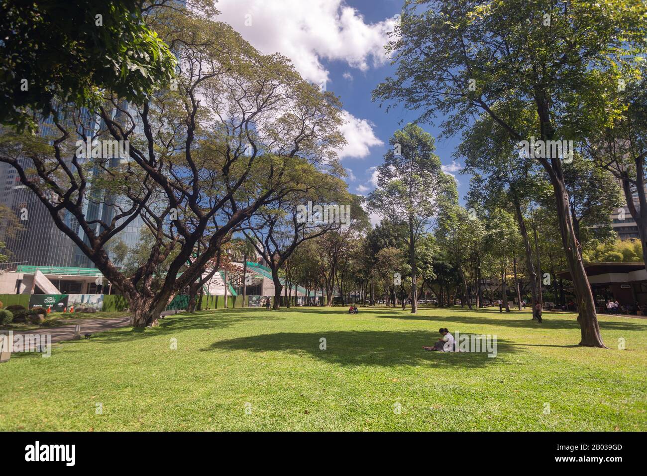 Metro Manila, Filippine - 12 febbraio 2020: Ayala Triangle Gardens e parco a Makati, in una giornata di sole Foto Stock