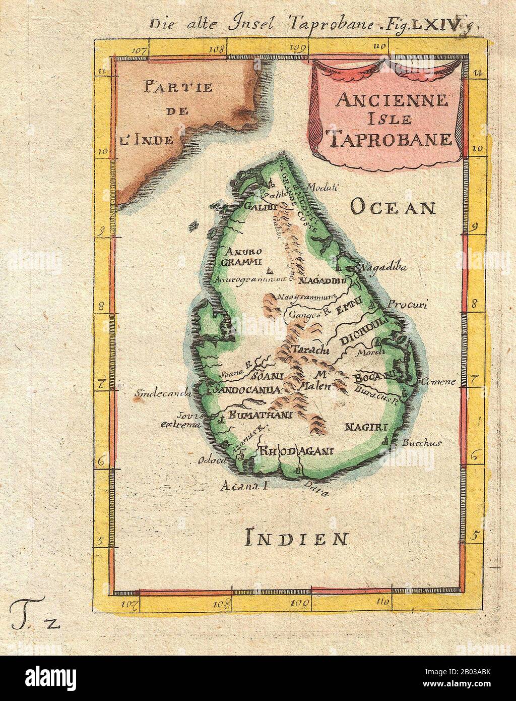 Lo Sri Lanka, conosciuto sotto il dominio coloniale britannico come Ceylon, è un paese dell'isola nell'Oceano Indiano, a sud-ovest della Baia del Bengala. La nazione dell'isola ha un forte legame culturale e storico con il subcontinente indiano, con una storia documentata che si estende per oltre 3.000 anni e prove di insediamenti umani preistorici da almeno 125.000 anni fa. Lo Sri Lanka è una nazione fortemente buddista, con scritti del canone Pali risalenti al quarto consiglio buddista del 29 a.C. La costituzione del paese accorda al buddismo il "luogo più importante" e gli permette privilegi speciali, anche se non è così Foto Stock