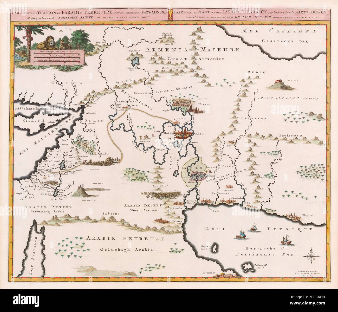 Pieter Mortier (1661-1711) è stato un . Nacque a Leiden, e viaggiò a Parigi nel 1681-1685, conquistando il privilegio nel 1690 di pubblicare atlanti e mappe da parte degli editori francesi ad Amsterdam, dove moriva. Foto Stock