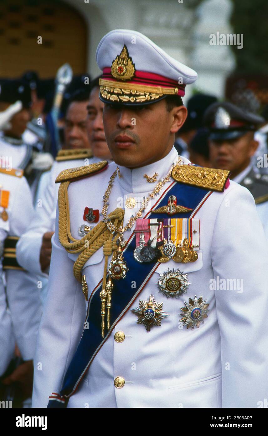 Maha Vajiralongkorn Bodindradebayavarangkun o Rama X (28 luglio 1952 - ) è stato il re della Thailandia dal 2016. Egli è l'unico figlio di Rama IX o re Bhumibol Adulyadej e Regina Sirikit. Foto Stock