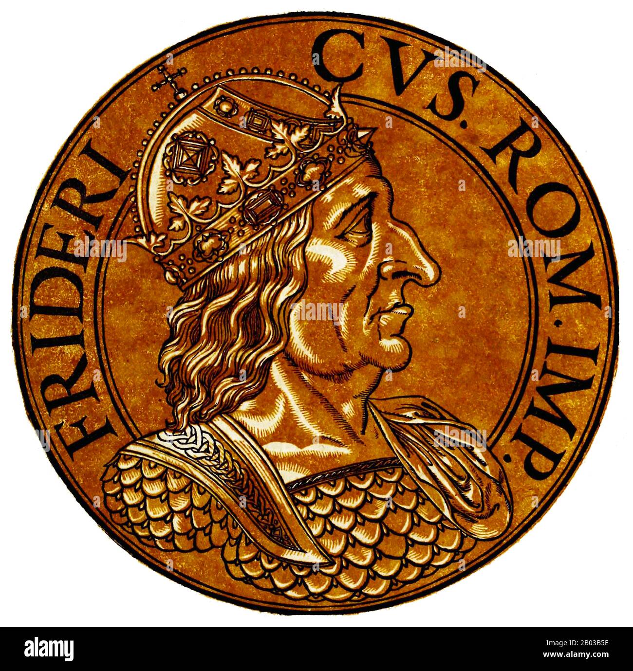 Federico III (1415-1493), noto anche come Federico Il Grasso e Federico Il Pacifico, era il figlio maggiore del duca interno austriaco Ernest il ferro, membro della dinastia degli Asburgo. Divenne duca d'Austria Interiore nel 1424 all'età di nove anni, ma non governò fino al 1435, con il fratello minore Alberto che asseriva i suoi diritti di co-governante. Nel 1439, Federico era diventato il capo indiscusso della dinastia degli Asburgo. Foto Stock