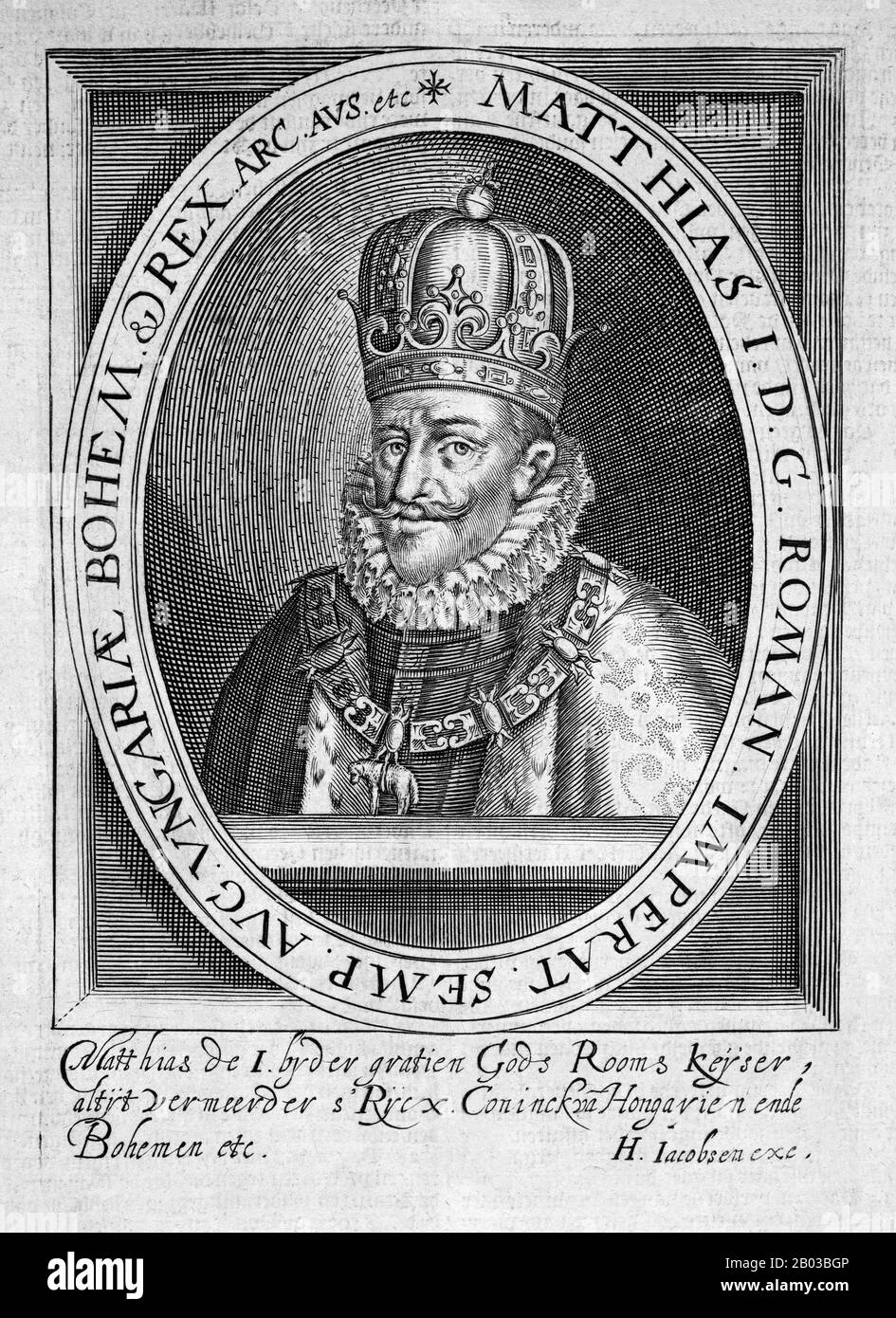 Matthias (1557-1619) era figlio dell'imperatore Massimiliano II e fratello minore dell'imperatore Rodolfo II Alla morte di Rudolf nel 1612, Mattia divenne Sacro Romano imperatore. Foto Stock