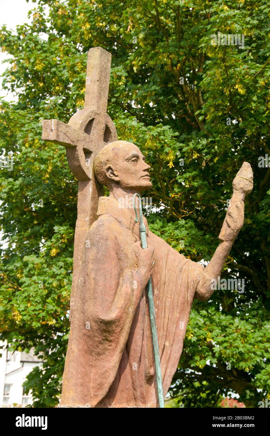 Aidan di Lindisfarne (morto il 31 agosto 651) era un monaco irlandese e missionario accreditato di restaurare il cristianesimo in Northumbria. Fondò una cattedrale monastica sull'isola di Lindisfarne. Aidan è conosciuto come l'Apostolo della Northumbria ed è riconosciuto come santo dalla Chiesa Ortodossa Orientale, dalla Chiesa Cattolica, dalla comunione Anglicana e da altri. Foto Stock