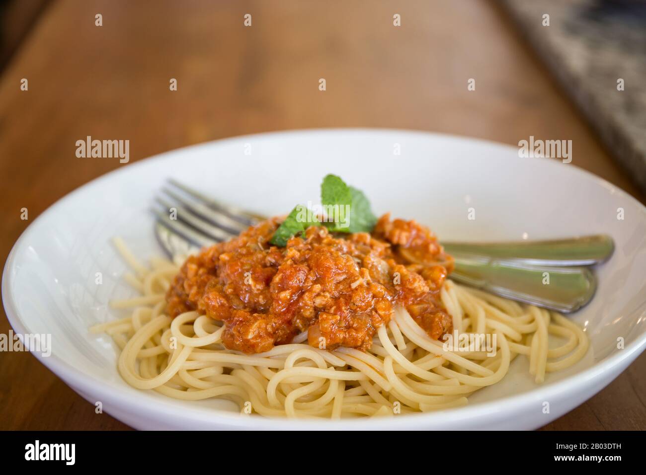 Spaghetti Di Maiale Con Salsa. Foto Stock
