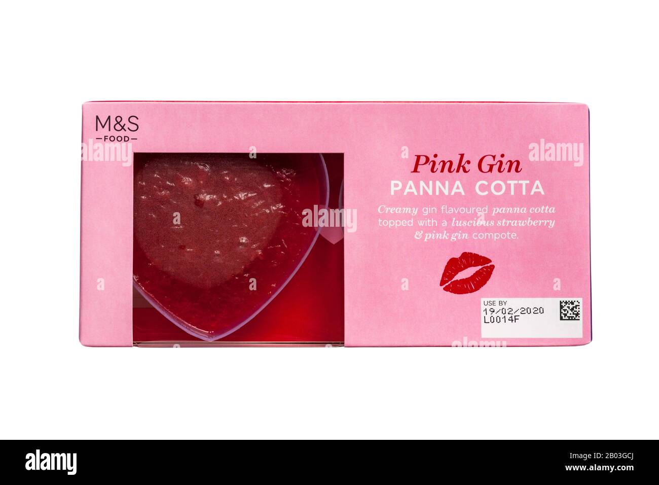 M&S Pink Gin panna cotta - panna cotta aromatizzata al gin con panna e composta di fragole e gin rosa, ideale per San Valentino Valentines Foto Stock