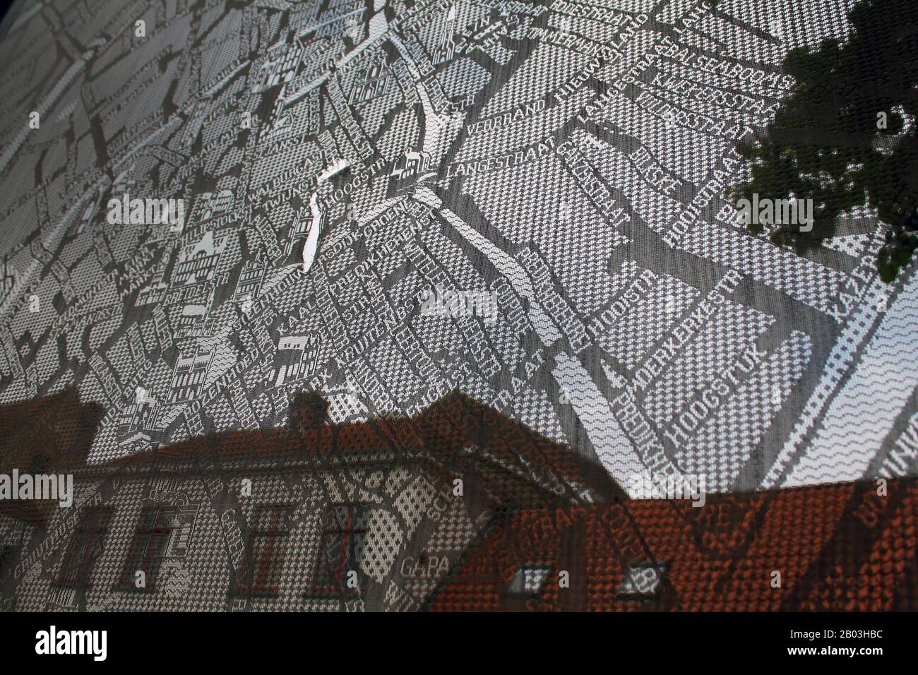 Una mappa dei merletti di Bruges in Belgio Foto Stock