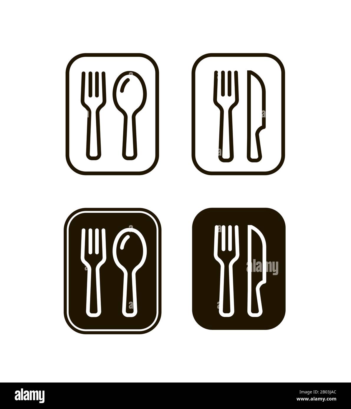 Vettore di segni forchetta e cucchiaio. Simbolo del ristorante o della caffetteria Illustrazione Vettoriale
