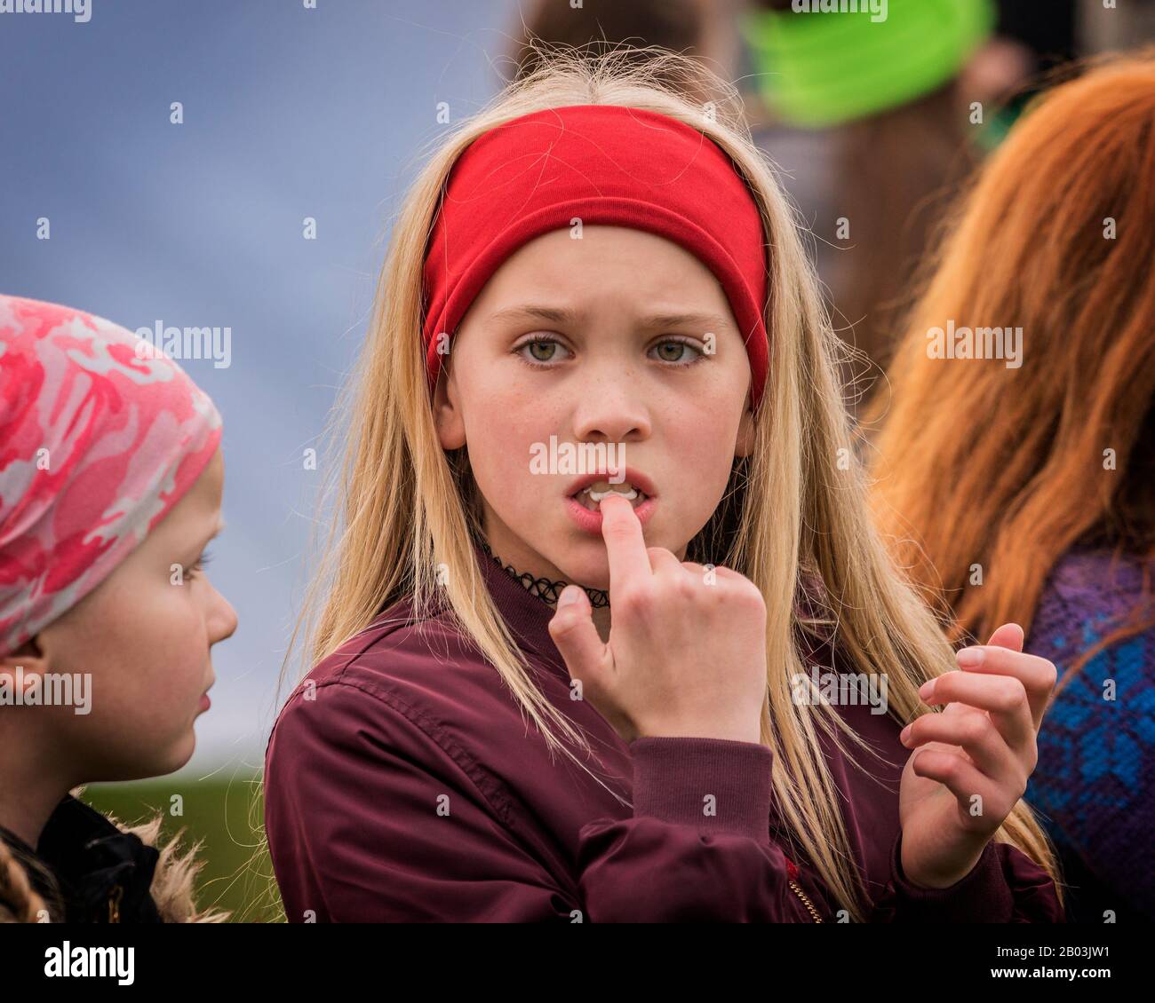 Ritratto di giovane ragazza, Reykajvik, Islanda Foto Stock