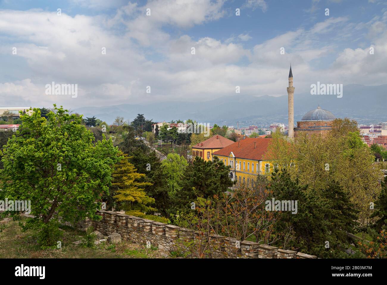 Vista sulla città vecchia di Skopje, Macedonia Foto Stock
