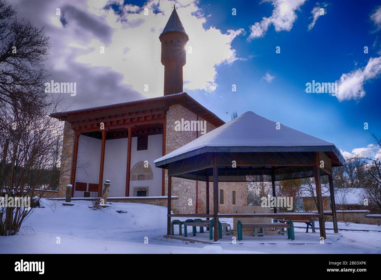 Il Mahmut Bey Mosque si trova nel Kasaba Village, a 20 km dal centro di Kastamonu. Foto Stock