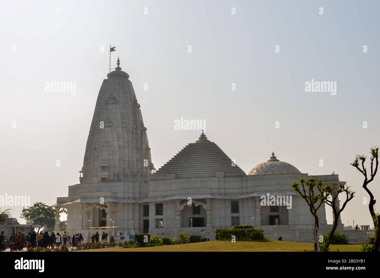 Birla Mandir a Jaipur, Rajasthan, India, con belle sculture in colonne di marmo Foto Stock