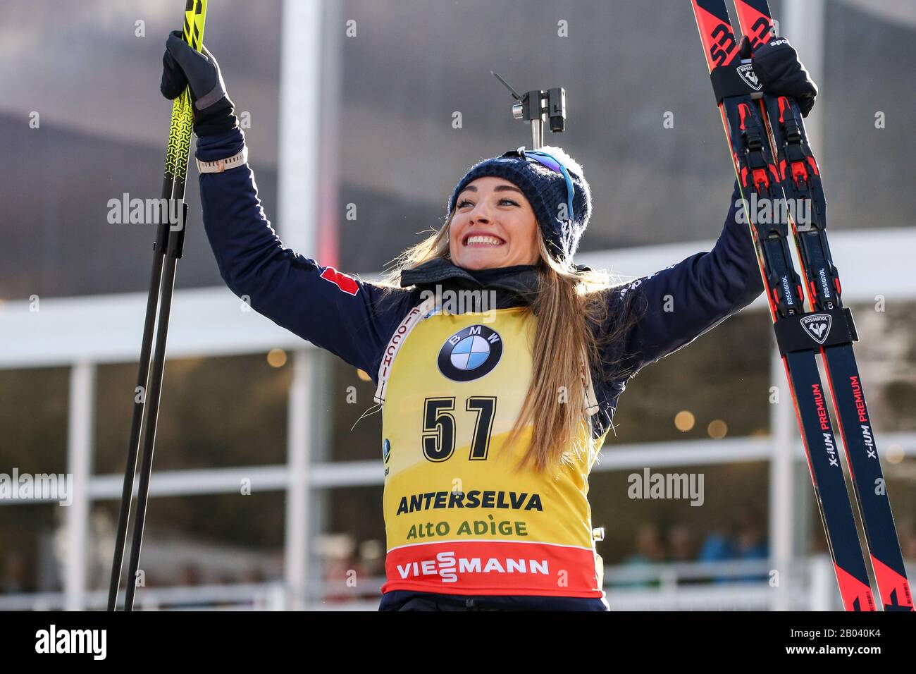 Anterselva (BZ), Italia, 18 Feb 2020, la felicità di dorothea wierer (ita) durante la IBU World Cup Biathlon 2020 - 15 Km Individuale Donne - Biathlon - credito: LPS/Luca Tedeschi/Alamy Live News Foto Stock