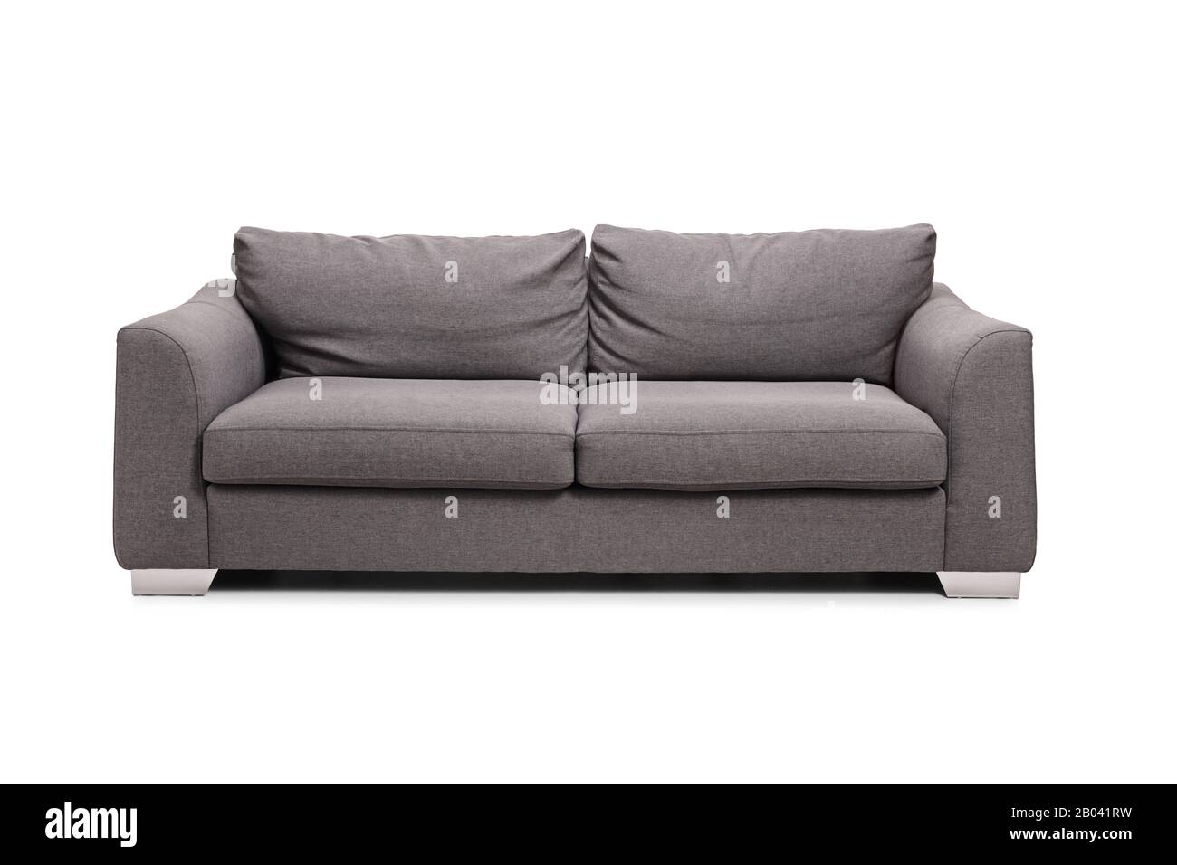 Monolocale con divano grigio isolato su sfondo bianco Foto Stock