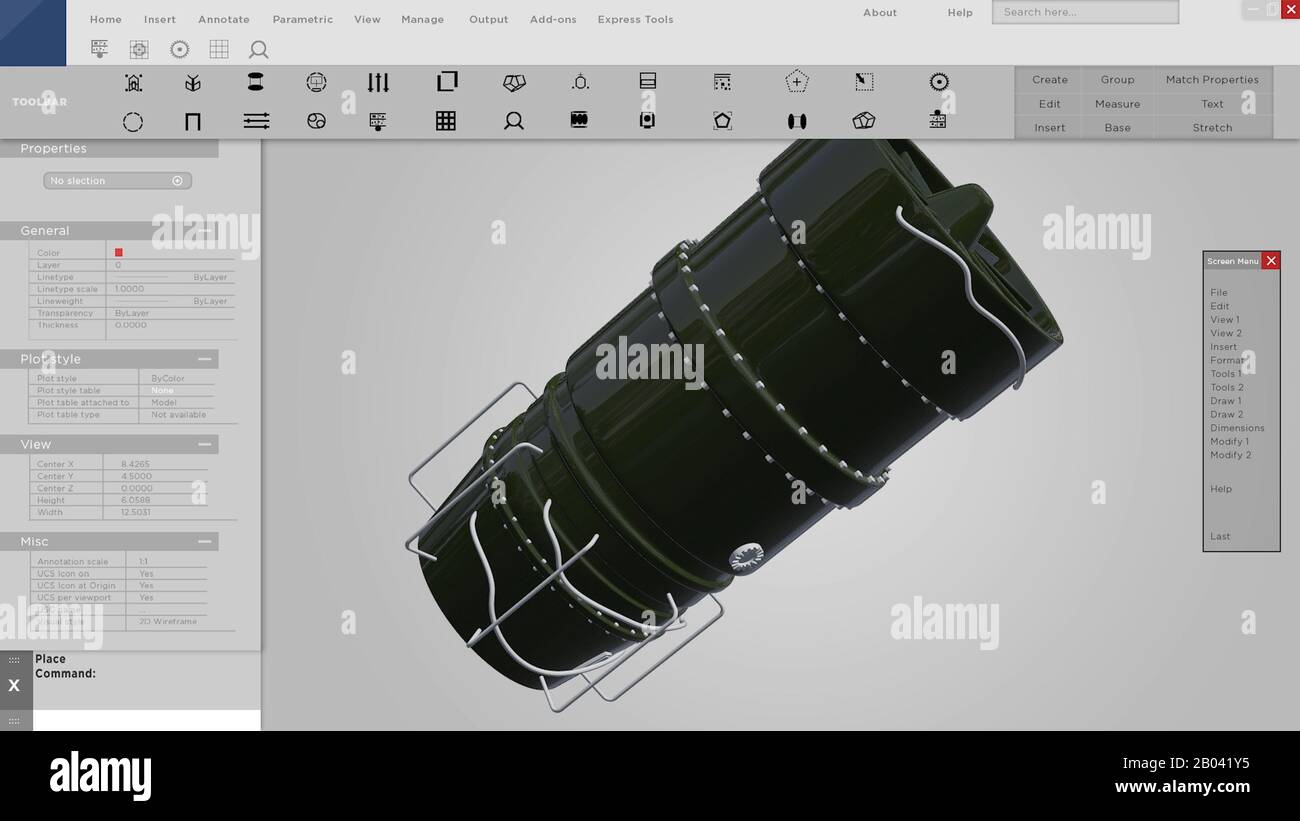 Interfaccia prototipo o HUD di progettazione industriale CAD 3D di una  turbina Foto stock - Alamy