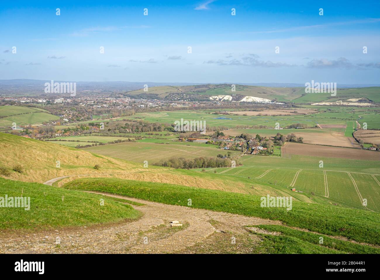 Vista che guarda attraverso la valle di Ouse a Lewes Foto Stock