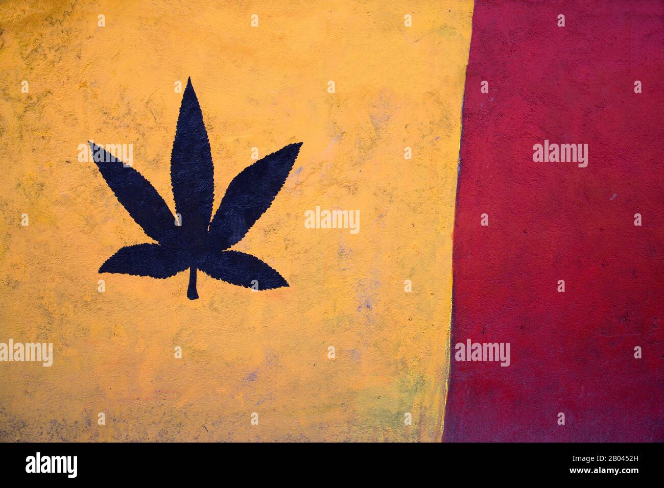 Lasciare marijuana dipinta di nero Foto Stock