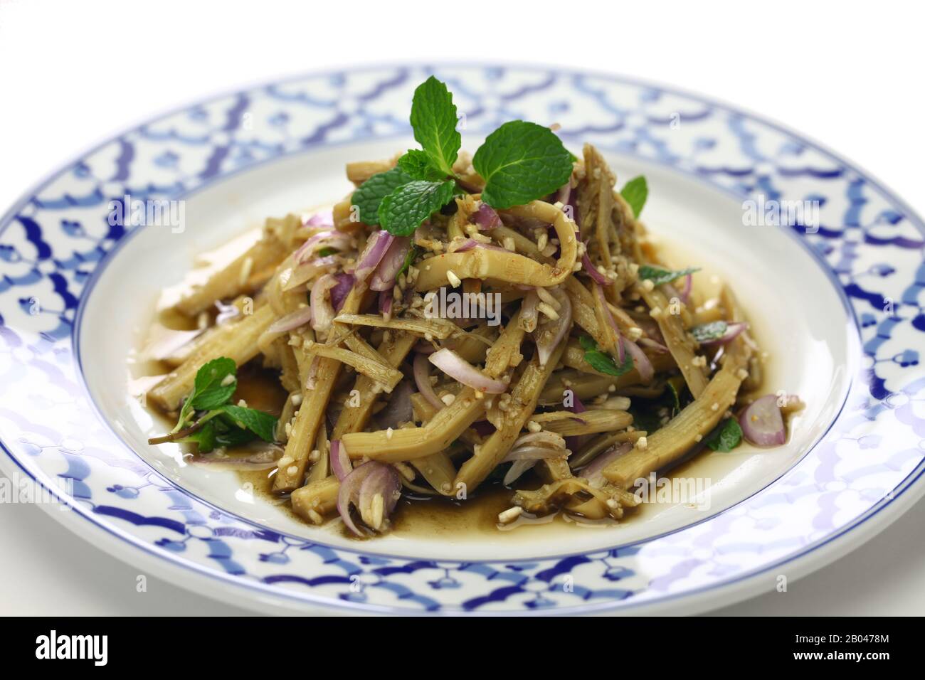 sup no mai, insalata piccante di bambù, cucina tailandese Foto Stock