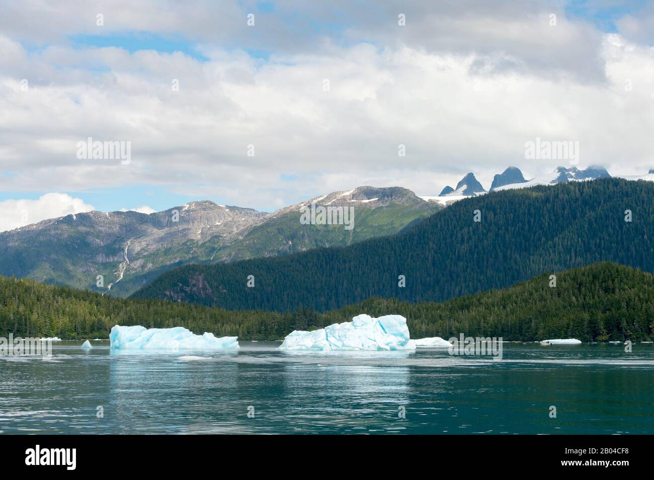 Iceberg del ghiacciaio di LeCont che si trova nella baia di LeCont, nella foresta nazionale di Tongass, nel sud-est dell'Alaska, Stati Uniti. Foto Stock