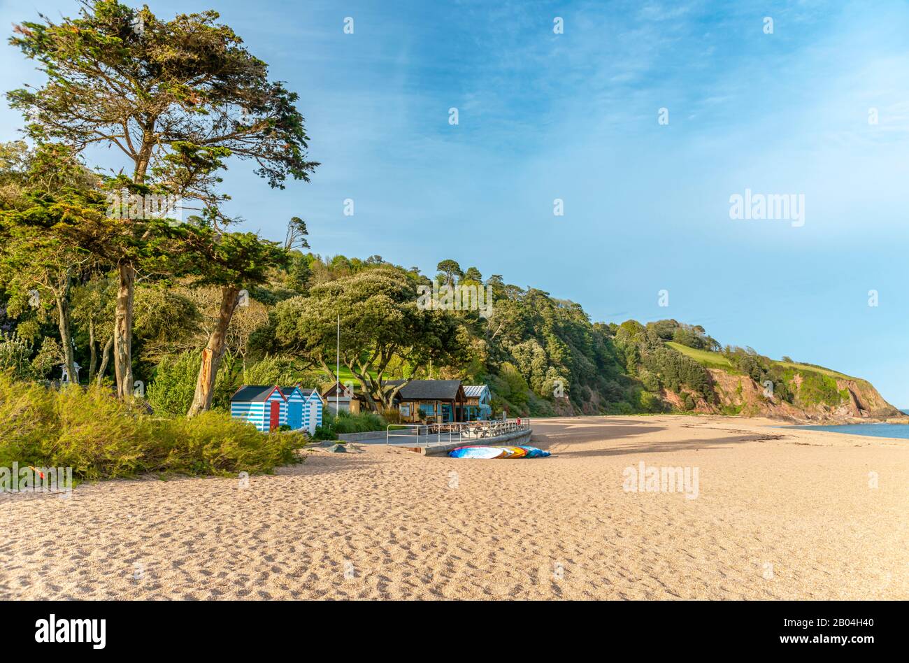 Vista sopra il Blackpool Sands Beach vicino a Dartmouth, Devon, Inghilterra Foto Stock