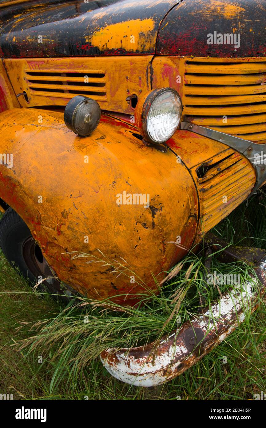 Dettaglio del vecchio camion nel Palouse vicino a Colfax, Stato di Washington orientale, Stati Uniti. Foto Stock