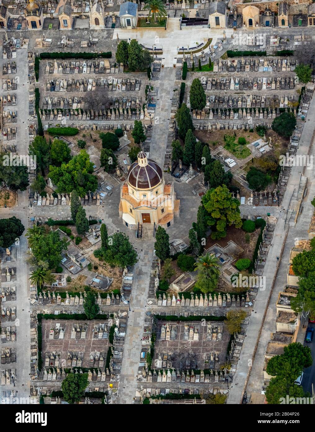 Foto aerea, Cementeri de Palma, cimitero centrale, Palma, Mallorca, Spagna, Europa, Isole Baleari, luogo di sepoltura, Camí de Jesús, ES, Empresa Funeràri Foto Stock