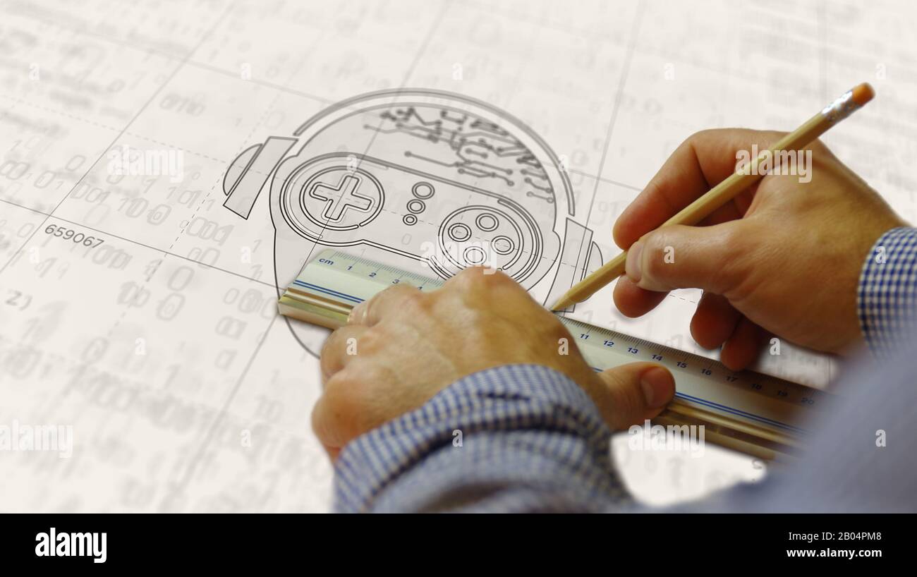 ESport cyber giochi con il progetto di simbolo giocatore. Concetto astratto di torneo, gioco, video gaming e sport digitale illustrazione 3d. Disegno d Foto Stock