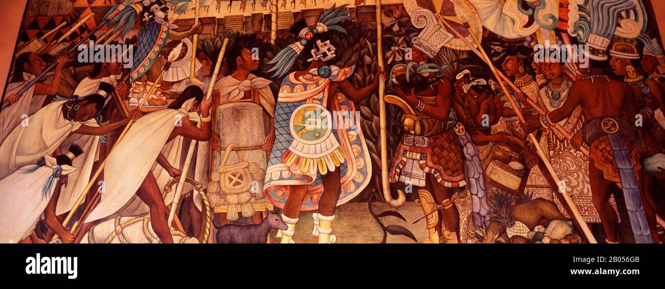 Primo piano di un affresco, Diego Rivera fresco, Palazzo Nazionale, Messico Foto Stock