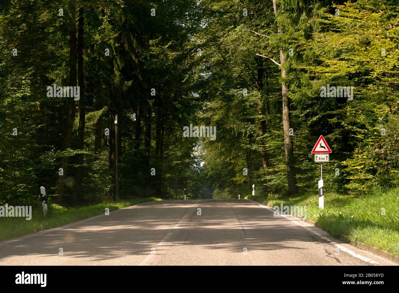 segnaletica stradale animali attraversare cervi strada in germania Foto Stock